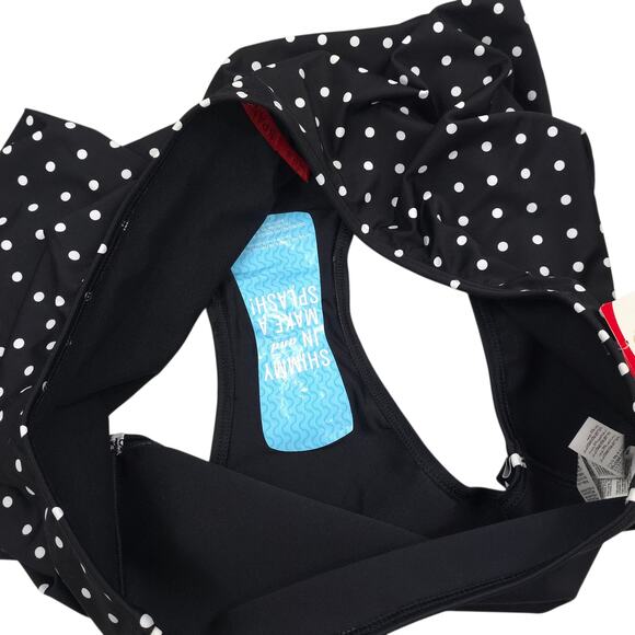 Spanx Shaping Flirty Skirted Swim Bottom Black Polka Dot High Waist - Picture 4 of 10
